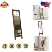 Rustic Farmhouse Blanket Ladder Rack with 4 Hooks for Living Room & Bedroom
