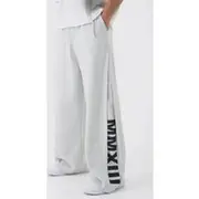 Mens Light Grey Extreme Wide Leg Pleated Gusset Jogger