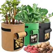 3 Pack 7 Gallon Potato Grow Bags, φ35 x 45cm Plant containers & Accessories for Veggie Garden, Sweet Potato Bag, 26.5L Grow Bags for Vegetables, Large Fabric Planter Bags