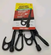Spider Cord 2-pk Adjustable Bungee Cords with Hook and Carabiner 7'' - 40''