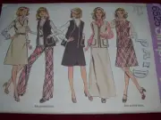 1974 SIMPLICITY #6525 - LADIES FLOOR or KNEE JUMPER-VEST & PANTS PATTERN 16FF