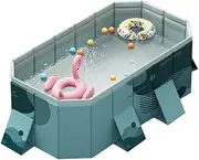 YYW Inflatable-Free Family Pool, Oversized Family Kiddie Pool for Kids and Adults Foldable Swimming Pool for Indoor, Outdoor, Garden, Backyard, Summer Water Party (2.1m)