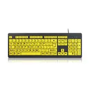Wired USB Large Print Computer Keyboard for Low Vision Users High Contrast 104 Keys Letters for Old Men