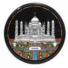 14" black Marble coffee side Table Top Antique Design Inlay Work round Table