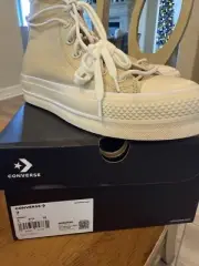 Size 7 - Converse Chuck Taylor All Star Lift Platform Canvas High Oat Milk W