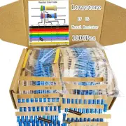 1W Resistor Assortment Kit, 1000Pcs 100 Values Metal Film for Arduino