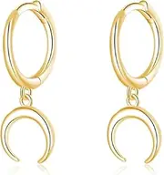 [Generic] Moon Earrings Hoop for Women Teen Girls Small Moon Hoop Earrings Geometric Crescent Earrings