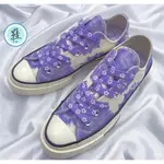 CONVERSE 帆布鞋 CHUCK 70 LOW 紫 米白 刺繡 低筒 休閒鞋 570581C