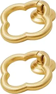 Cabinet Knobs Pulls 2 Pack Brass Drawer Handle Single Hole Pendant Pull Ring Wardrobe Wine Cabinet Gold Cabinet Handle Single Hole