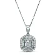 0.5 CT. T.W. Composite Natural Diamond Double Octagonal Frame Pendant in 10K White Gold