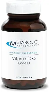 Metabolic Maintenance Vitamin D-3 2000 IU - Easier Absorption D3 for Immune, Mood + Cardiovascular Support (120 Capsules)