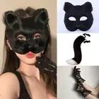 Half Face Halloween Cosplays Costume Accessorie Unisex Fox Mask Cats Mask