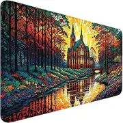 MTG Playmat- Stitched Edges Forest TCG Playmat-Non-Slip Landscape Play Mat Smooth Surface Rubber Base Board Game Mousepad 24x14 inches for Trading Card Game Playing with Storage Bags