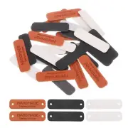 30 Pcs Handmade Leather Labels, Handmade Tags Button 55x15mm, Brown/Black/White