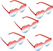 [Alasum] 5pcs Heart-shaped Nightclub Party Glasses American Flag Style Lightweight Photo Booth Props for Men Women