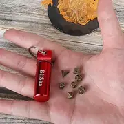 DND Mini Dice Set Metal Micro Miniature Dice with EDC Keychain Case - Small, Tiny, Portable Role Playing Dice Perfect Accessories, Tools & Gifts for D&D Player, TTRPG Gamer or Dungeon Master (Red)