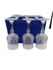 Set of 6 Crystal d’Arques-Durand Longchamp Cordial Stem Glasses S63A