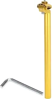 X AUTOHAUX Bike Seat Post 28.6x400mm Bike Saddle Post Seat Tube Aluminum Alloy Gold Tone Extra Long Adjustable Angle