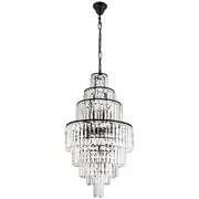 Grand Crystal Spiral Chandelier Black Glitz Staircase 13 Lights Lighting 8 Tier Pendants