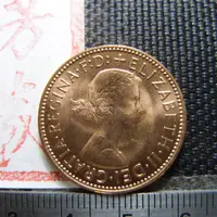 在飛比找蝦皮購物優惠-1967年 英國伊莉莎白二世 1/2 PENNY BU原光 