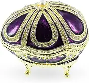 Bejeweled Purple Enamel Egg Figurine with Clock