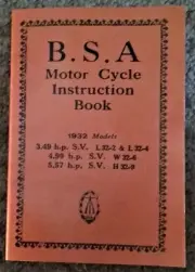 BSA Sloper Instruction Book 1932 3.49 hp SV 3.49 SV L32-2 & L32-4 H32 W32-6