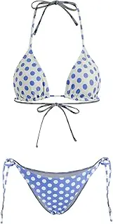 [CIDER] Swimsuit Bikinis for Women Halter Polka Dot Bikini Set Tie Side V Neck Low Waist Swimwear Bathing Suits