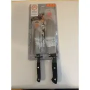 MasterChef 2Pc. Santoku Knife Set 5" &7" Full-Tang Stainless Steel w/ Cover NEW