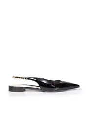 Black Patent Pointed Toe Slingback Flats