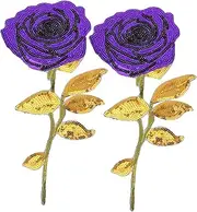 Anneome 2pcs Rose Sequin Flower Applique Patches Iron Sew Embroidered Floral Patches for Clothing Jeans T Shirts Creative DIY Decoration