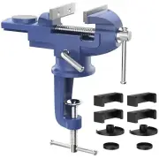 Universal Table Vise 3 Inch, 360°Swivel Base Bench Clamp Home Vise Clamp-On V...