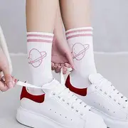 Striped Crew Socks 2 Stripes - Planet - White - One Size