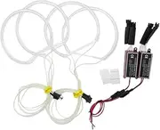 GLEAVI Set of 4 Led Angel Eyes Headlights for E46 3w Ccfl Bulbs 131mm Ring 6000-7500k Waterproof Energy Efficient