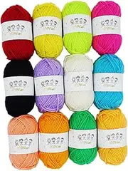 Anneome 12 Colours Hand Knitting Yarn 100g/4 Ply Soft Polyester Wool for DIY Projects Home Decor