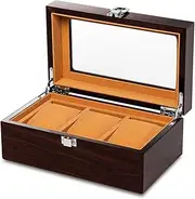 [WICRFYHD] Watch Box, Retro Watch Box Organizer, 3 Slot Watch Display Case, Watch Case for Men Women with Large Glass Lid