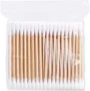 1000 Count Cotton Swabs with Wooden Stick Double Tip Round Cotton Buds Hypoallergenic Swabs for Makeup Ears Dabs Nails Eyes Nose