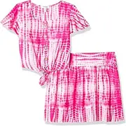 [Speechless] Girls' Tie Front Top and Skort Set