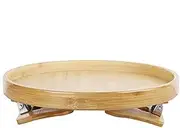 Sofa Arm Rest Table Tray for Eats Drinks,Portable Side Tables TV Table for Wide Couches, Suitable for Remote Eat Drink Phone, Round Shape Dia 25cm/9in | Wooden Couch Clip Tray