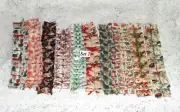 LOT of 10 SEWN Christmas Fabric Ruffles For Junk Journals Scrapbook Pockets