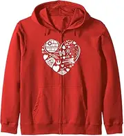 [STAR WARS] Valentine's Day Space Ships Filled Heart Zip Hoodie