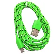 Braided Fabric Micro USB Sync and Charge USB Data Cable (6ft) - Green