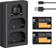 Camera Battery & Charger Kit with 2-Slot Battery Charger + 2pcs LP-E6NH Batteries 7.4V 2250mAh + pe-C Charging Cable Replacement for EOS R5/R6/R/5D Mark IV/5D Mark III/5DS/5DS