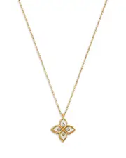 Roberto Coin 18K Yellow Gold Venetian Princess Mother of Pearl & Diamond Flower Pendant Necklace, 16-17