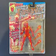 1992 MARVEL SUPER HEROES HUMAN TORCH MOC TOYBIZ ACTION FIGURE W/FIRE BALLS