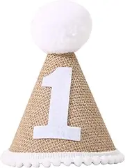 1st Birthday Party Decorations - First Birthday Party Headband,White Birthday Hat - Simple, Pure, Baby Angel Birthday Hat - Best Photo Booth Props and Backdrop Cake Smash (White-1)