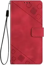 Flip Cover Business Multifunction Phone Shell Compatible with Nothing CMF Phone 1 (2a) NothingPhone(2a) A142 Card Slots Stand Holder Anti-Fall Phone Cover (Red,Nothing Phone (2a))