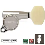 NEW Gotoh SG381-M07 Sealed 6 in Line Mini Guitar Tuners Set IVORY 16:1 - NICKEL