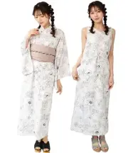 (White Anemone) Women's Yukata set, one-piece, 2way ACT from Japan