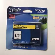 Brother 1/2" (12mm) Black on Yellow P-touch Tape for PT300, PT-300 Label Maker