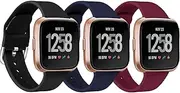 3 Pack Silicone Bands Compatible with Fitbit Versa 2 Watch Band Women, Adjustable Sports Waterproof Replacement Wristbands for Fitbit Versa 2/Fitbit Versa/Versa Lite/Versa SE Watch Women Men
